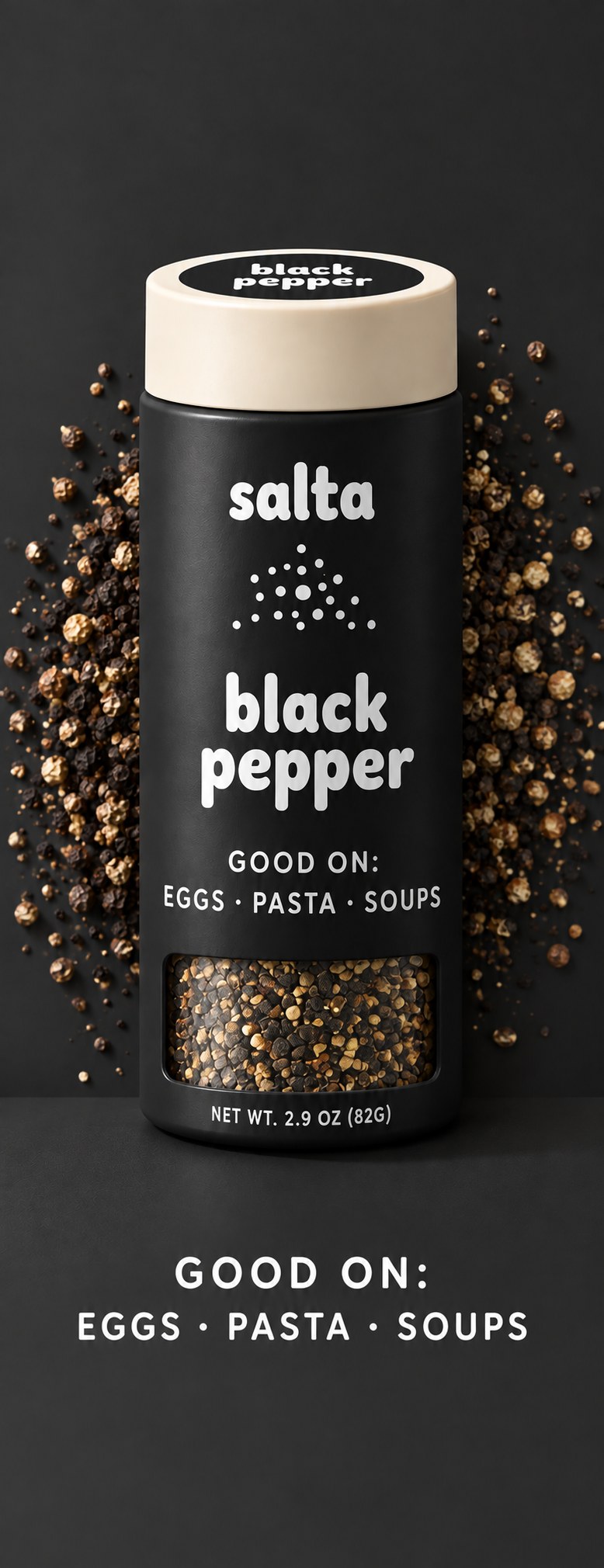 Salta black pepper — good on eggs, pasta, soups